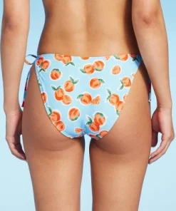 Women's Orange Print Side-Tie Scoop Front Bikini Bottom - Wild Fable™ Blue