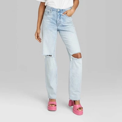 Women's High-Rise Straight Jeans - Wild Fable™ Light Wash 1 Women's High-Rise Straight Jeans - Wild Fable™ Light Wash