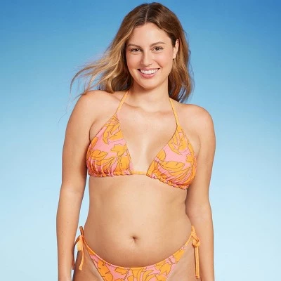 Women's Reversible Triangle Bikini Top - Wild Fable™ Orange Geo Tropical Print 6 Women's Reversible Triangle Bikini Top - Wild Fable™ Orange Geo Tropical Print - Image 6