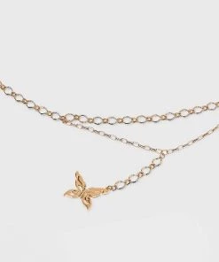 Belly Body Chain with Butterfly Charm - Wild Fable™ Gold L/XL