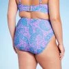 Women's Paisley Print High Waist Medium Coverage High Leg Bikini Bottom - Wild Fable™ Blue/Pink