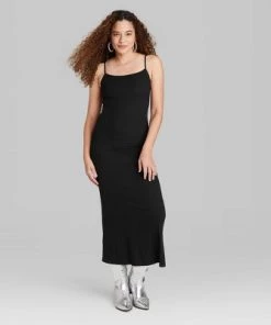 Women's Ribbed Maxi Slip Value Dress - Wild Fable™ Black