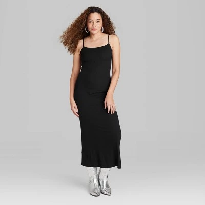 Women's Ribbed Maxi Slip Value Dress - Wild Fable™ Black 1 Women's Ribbed Maxi Slip Value Dress - Wild Fable™ Black