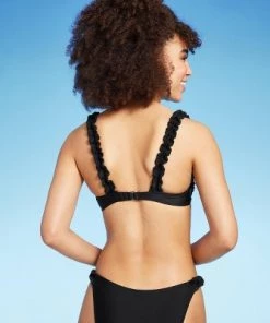 Women's Ruffle Strap Bralette Bikini Top - Wild Fable⢠Light Blue