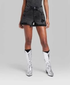 Women's High-Rise Curvy EasyRigid Denim Shorts - Wild Fable™ Black Wash