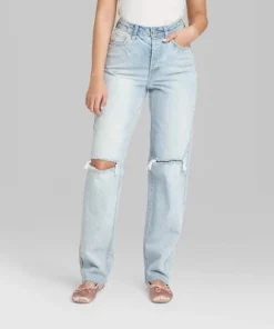 Women's High-Rise Curvy Straight Jeans - Wild Fable™ Light Wash