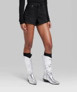 Women's High-Rise Curvy Rolled Cuff Denim Shorts - Wild Fable™ Medium Wash