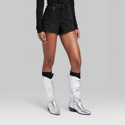 Women's High-Rise Curvy Rolled Cuff Denim Shorts - Wild Fable™ Medium Wash 1 Women's High-Rise Curvy Rolled Cuff Denim Shorts - Wild Fable™ Medium Wash