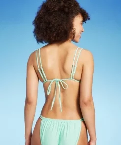 Women's Double Strap Triangle Bikini Top - Wild Fable™ Mint Green