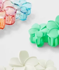 Flower Ombre and Solid Claw Hair Clip Set 3pc - Wild Fable™ Pink/Blue/Purple