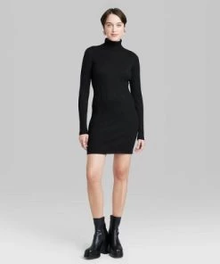 Women's Long Sleeve Bodycon Mini Sweater Dress - Wild Fable™ Dark Brown