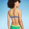 Women's Colorblock Triangle Bikini Top - Wild Fable™ Green/Blue