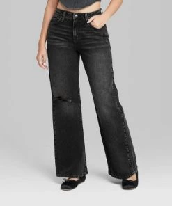 Women's High-Rise Wide Leg Baggy Jeans - Wild Fable™ Black