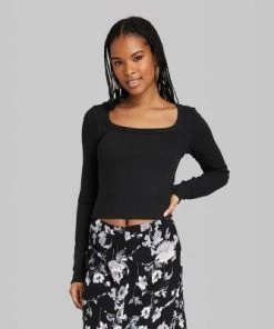 Women's Long Sleeve Pointelle T-Shirt - Wild Fable™ White