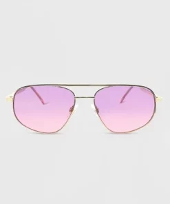 Women's Metal Aviator Sunglasses - Wild Fable™ Gold Purple