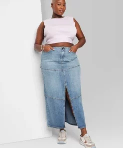 Women's Mid-Rise Chevron Denim Maxi Skirt - Wild Fable™ Medium Wash -Wild Fable Shop GUEST a99af4d1 28c4 4c40 950d b0993b1b4528 7