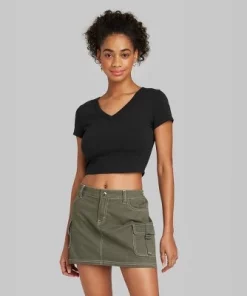 Women's Short Sleeve V-Neck 2pk Bundle T-Shirt - Wild Fable™ White