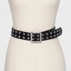 Women's Double Laser Cut Adjustable Western Grommet Belt - Wild Fable™ Black
