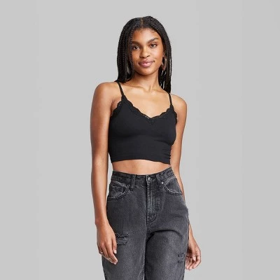 Women's Lace Trim Seamless Tank Top - Wild Fable™ Green 1 Women's Lace Trim Seamless Tank Top - Wild Fable™ Green