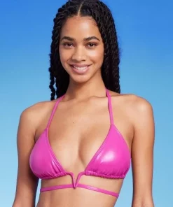 Women's Faux Leather V-Shaped Underwire Bikini Top with Removable Tie - Wild Fable™ Pink -Wild Fable Shop GUEST b335f9f1 8980 4682 a033 d93684504b7e