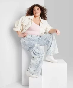 Women's Mid-Rise Cargo Baggy Wide Leg Utility Jeans - Wild Fable™ Railroad Striped 36 Women's Mid-Rise Cargo Baggy Wide Leg Utility Jeans - Wild Fable™ Railroad Striped -Wild Fable Shop GUEST b4058810 1177 4d34 8830 ea0f566eaf0b 4