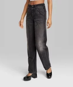 Women's High-Rise Straight Jeans - Wild Fable™ Black Wash