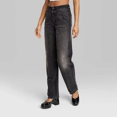 Women's High-Rise Straight Jeans - Wild Fable™ Black Wash 1 Women's High-Rise Straight Jeans - Wild Fable™ Black Wash