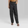 Women's High-Rise Toggle Parachute Pants - Wild Fable™ Black