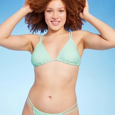 Women's Double Strap Triangle Bikini Top - Wild Fable™ Mint Green 3 Women's Double Strap Triangle Bikini Top - Wild Fable™ Mint Green - Image 3