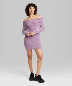 Women's Long Sleeve Mini Sweater Dress - Wild Fable™ Mauve