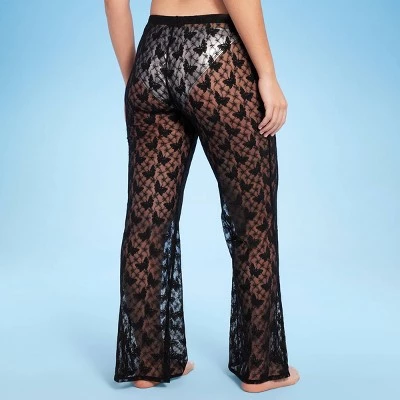 Women's Sheer Lace Flare Cover Up Pants - Wild Fable™ Black 4 Women's Sheer Lace Flare Cover Up Pants - Wild Fable™ Black - Image 4
