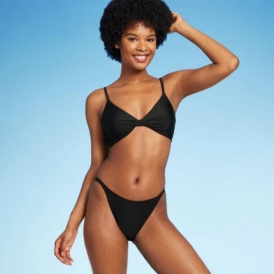 Women's Low-Rise Cheeky High Leg Bikini Bottom - Wild Fable™ Black 2 Women's Low-Rise Cheeky High Leg Bikini Bottom - Wild Fable™ Black - Image 2