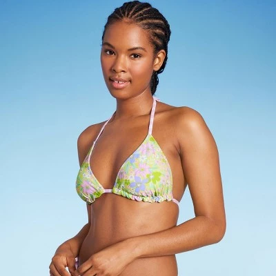 Women's Reversible Triangle Bikini Top - Wild Fable™ Orange Geo Tropical Print 2 Women's Reversible Triangle Bikini Top - Wild Fable™ Orange Geo Tropical Print - Image 2