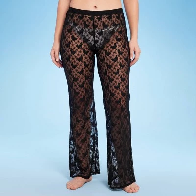 Women's Sheer Lace Flare Cover Up Pants - Wild Fable™ Black 3 Women's Sheer Lace Flare Cover Up Pants - Wild Fable™ Black - Image 3