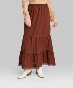 Women's Mid-Rise Tiered Maxi Skirt - Wild Fable™ Off-white