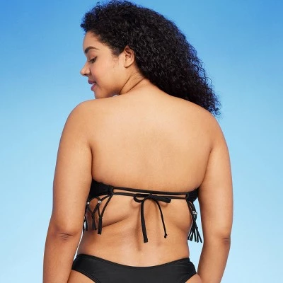 Women's Beaded Macrame Bandeau Bikini Top - Wild Fable™ Black 4 Women's Beaded Macrame Bandeau Bikini Top - Wild Fable™ Black - Image 4