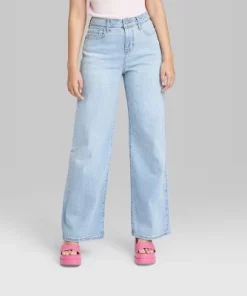 Women's High-Rise Wide Leg Baggy Jeans - Wild Fable™ Light Blue
