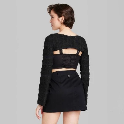 Women's Long Sleeve Party Shrug Sweater - Wild Fable™ Black 3 Women's Long Sleeve Party Shrug Sweater - Wild Fable™ Black - Image 3