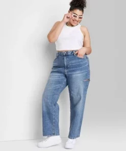 Women's High-Rise 90's Relaxed Slashed Straight Jeans - Wild Fable™ Medium Wash 39 Women's High-Rise 90's Relaxed Slashed Straight Jeans - Wild Fable™ Medium Wash -Wild Fable Shop GUEST d967e93a 85d8 4c82 8557 4a70994f21a7 7