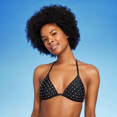 Women's Diamante Embellished Triangle Bikini Top - Wild Fable™ Black 2 Women's Diamante Embellished Triangle Bikini Top - Wild Fable™ Black - Image 2