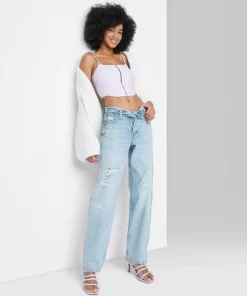 Women's High-Rise Foldover Straight Jeans - Wild Fable™ Light Wash 29 Women's High-Rise Foldover Straight Jeans - Wild Fable™ Light Wash -Wild Fable Shop GUEST dcc8cdf9 b995 43e2 83a1 54639ef11331 7