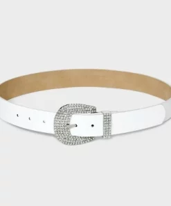 Women's Rhinestone Buckle Belt - Wild Fable™ White