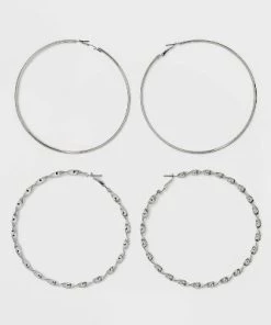 Smooth and Twisted Hoop Earring Set 2pc - Wild Fable™ Silver -Wild Fable Shop GUEST e5c96559 604c 47fa 95a1 82b537e4dc85
