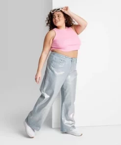 Women's High-Rise Wide Leg Coated Baggy Jeans - Wild Fable™ Silver Metallic 39 Women's High-Rise Wide Leg Coated Baggy Jeans - Wild Fable™ Silver Metallic -Wild Fable Shop GUEST e690f217 6385 42f9 beff bca54b52ffa8 7
