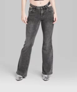 Women's High-Rise Cut Out Flare Jeans - Wild Fable™ Black Wash