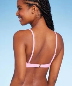 Women's Twist-Front Bralette Bikini Top - Wild Fable™ Pink