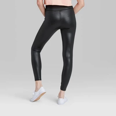 Women's High-Waisted Liquid Leggings - Wild Fable™ Black 2 Women's High-Waisted Liquid Leggings - Wild Fable™ Black - Image 2