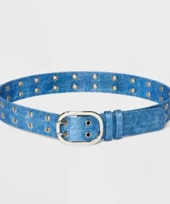 Women's Denim Grommet Belt - Wild Fable™ Blue