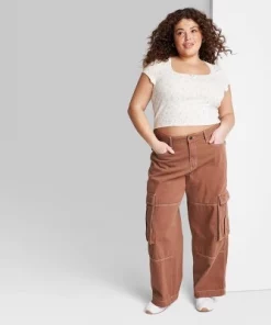 Women's Mid-Rise Cargo Baggy Wide Leg Utility Jeans - Wild Fable™ Brown Wash -Wild Fable Shop GUEST ec4bf0a8 5496 480f bfa6 b7bca9c2ba47 1