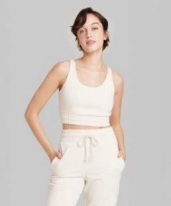 Women's Slim Fit Sweatshirt Bra Tank Top - Wild Fable™ Lemon Yellow